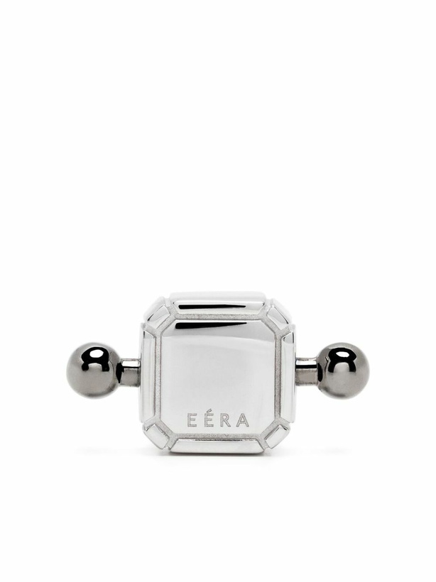 Photo: EÉRA 18K White Gold Black Bar Square Post Earring