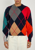 JW Anderson Pringle Argyle Crew-neck Wool Jumper Navy