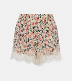 Ulla Johnson Noella floral lace-trimmed silk shorts