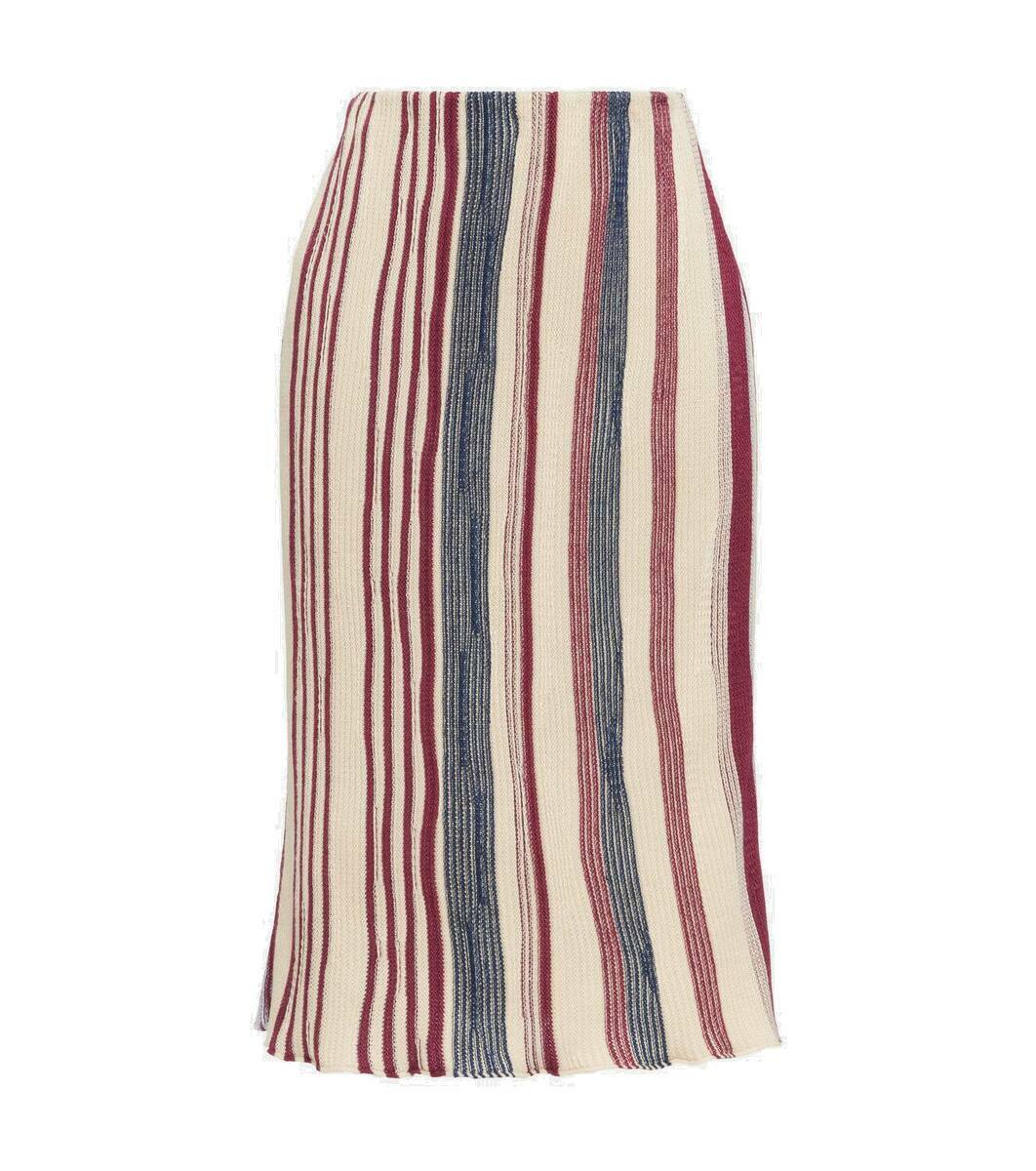 Bottega Veneta Striped linen and cotton midi skirt Bottega