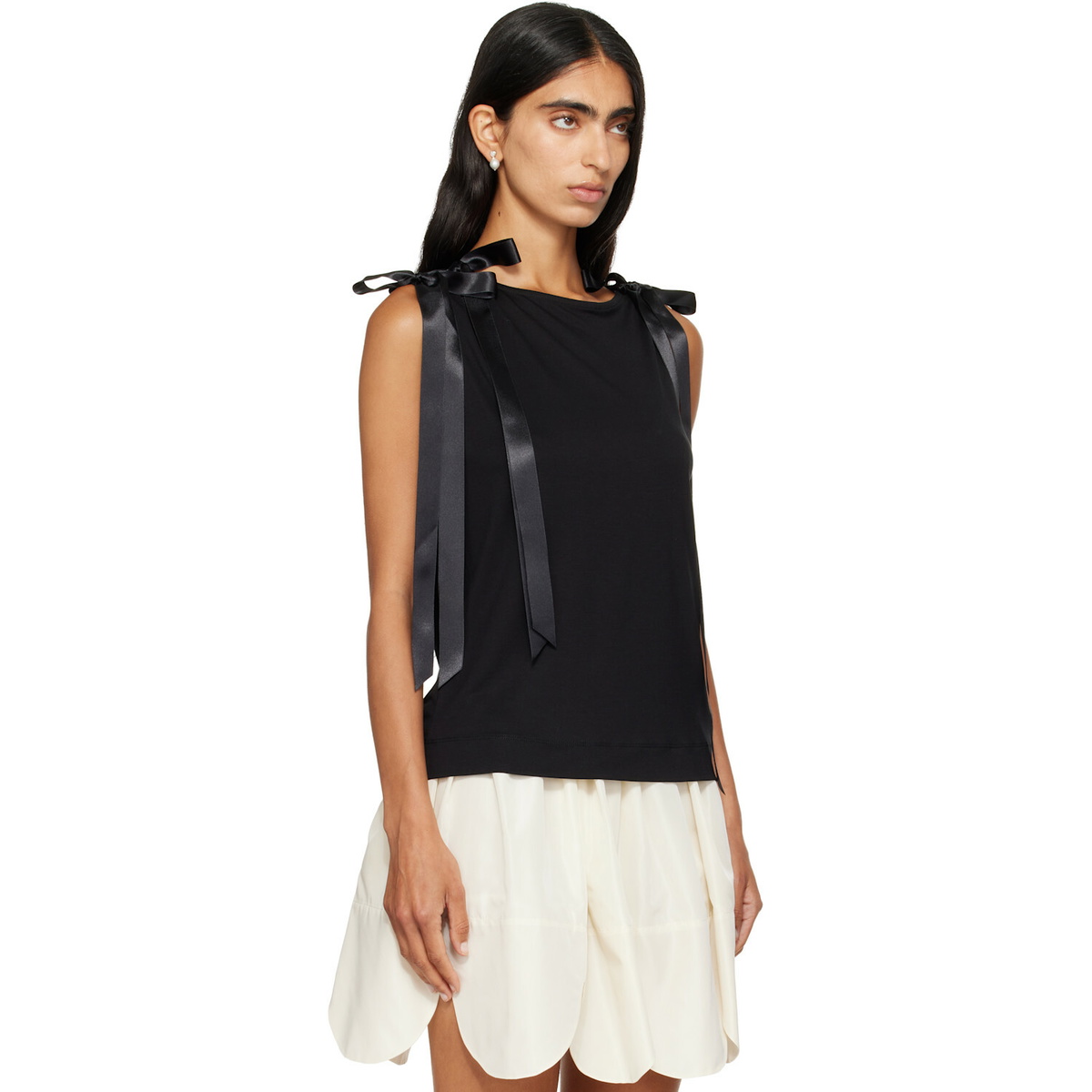 Simone Rocha Black Bow Tail Easy Tank Top