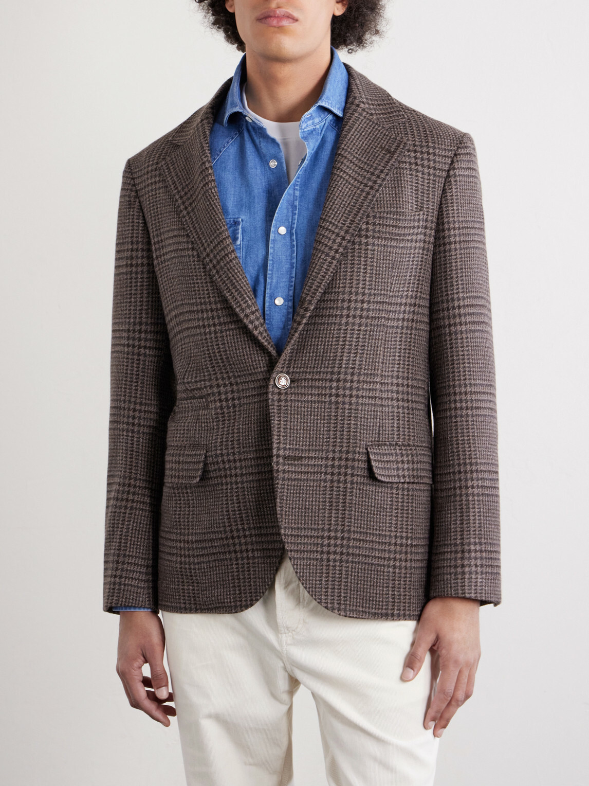 Brunello Cucinelli - Houndstooth Cashmere Blazer - Brown