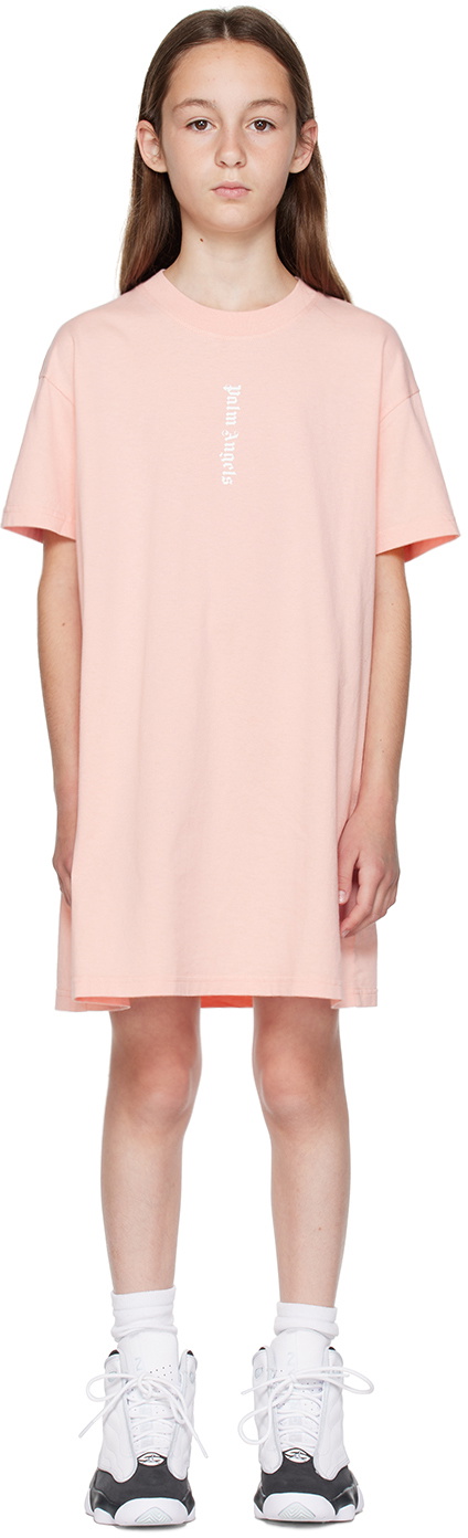 Palm Angels Kids Pink Crewneck Dress Palm Angels