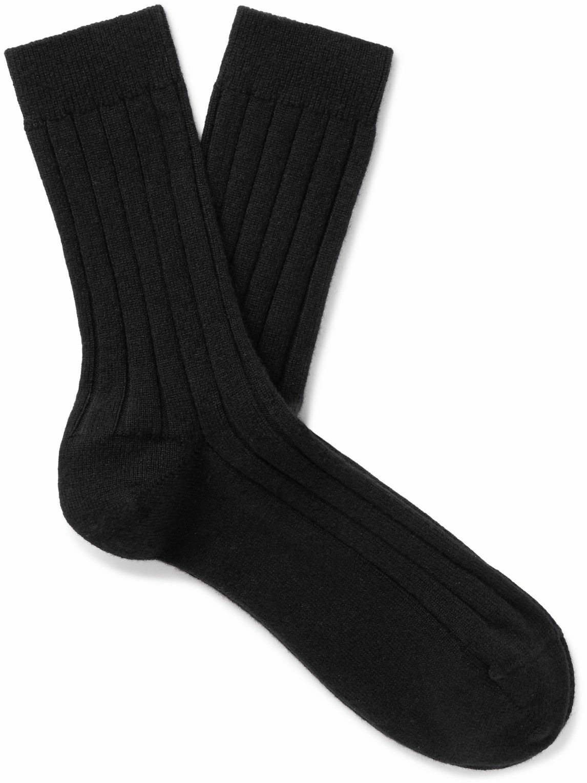 Johnstons of Elgin - Ribbed Cashmere-Blend Socks - Black