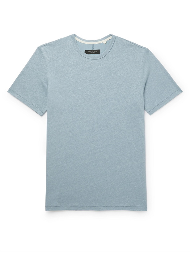 Photo: RAG & BONE - Linen and Cotton-Blend Jersey T-Shirt - Blue - S