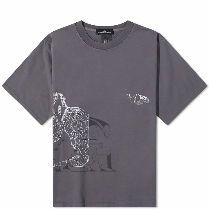 Photo: Stone Island Shadow Project Men's Printed T-Shirt in Blue Grey