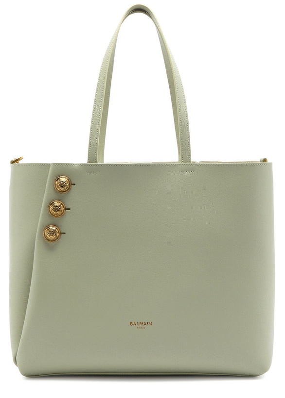 Photo: Balmain Emblème Leather Tote bag - Olive - One Size