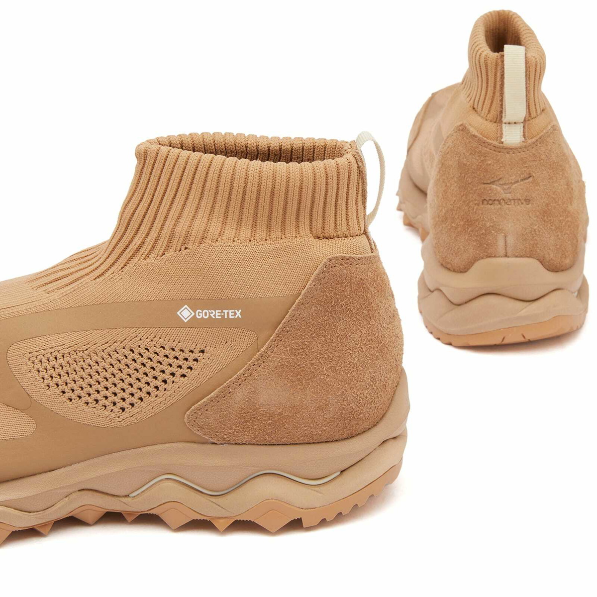 Mizuno x Nonnative Wave Mujin Gore-tex Mid Sneaker in Tiger’S Eye/White