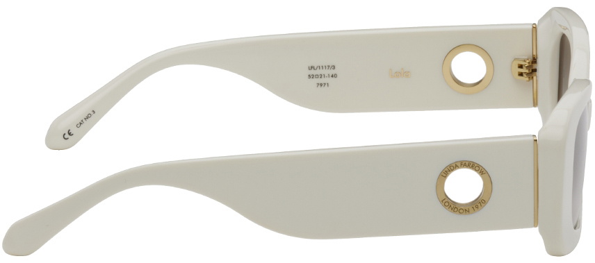 LINDA FARROW White & Gold Lola Sunglasses