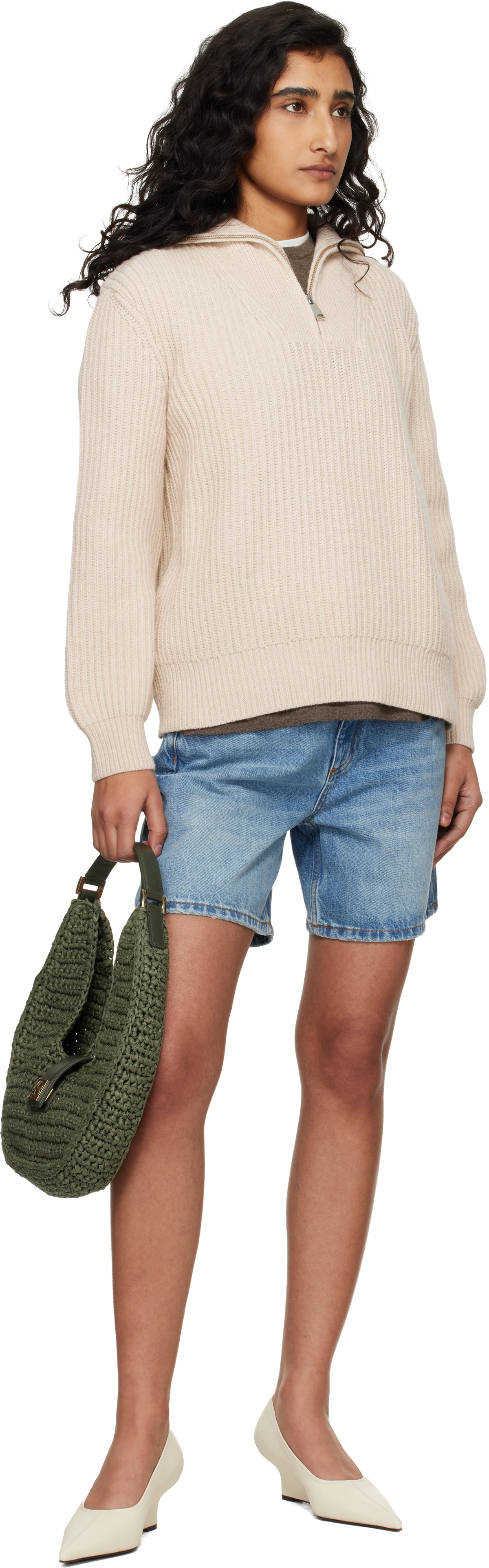 ANINE BING Khaki Lou Monogram Bag