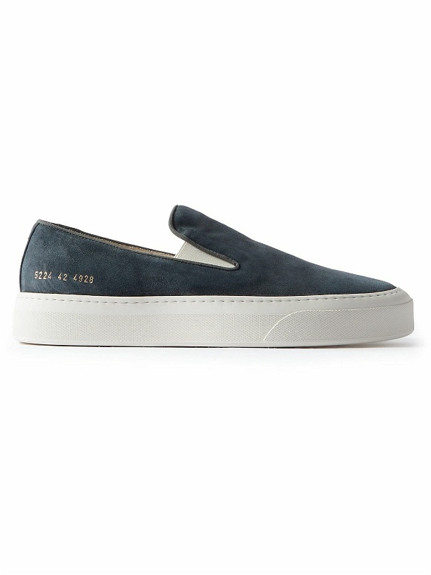 Photo: Common Projects - Suede Slip-On Sneakers - Blue