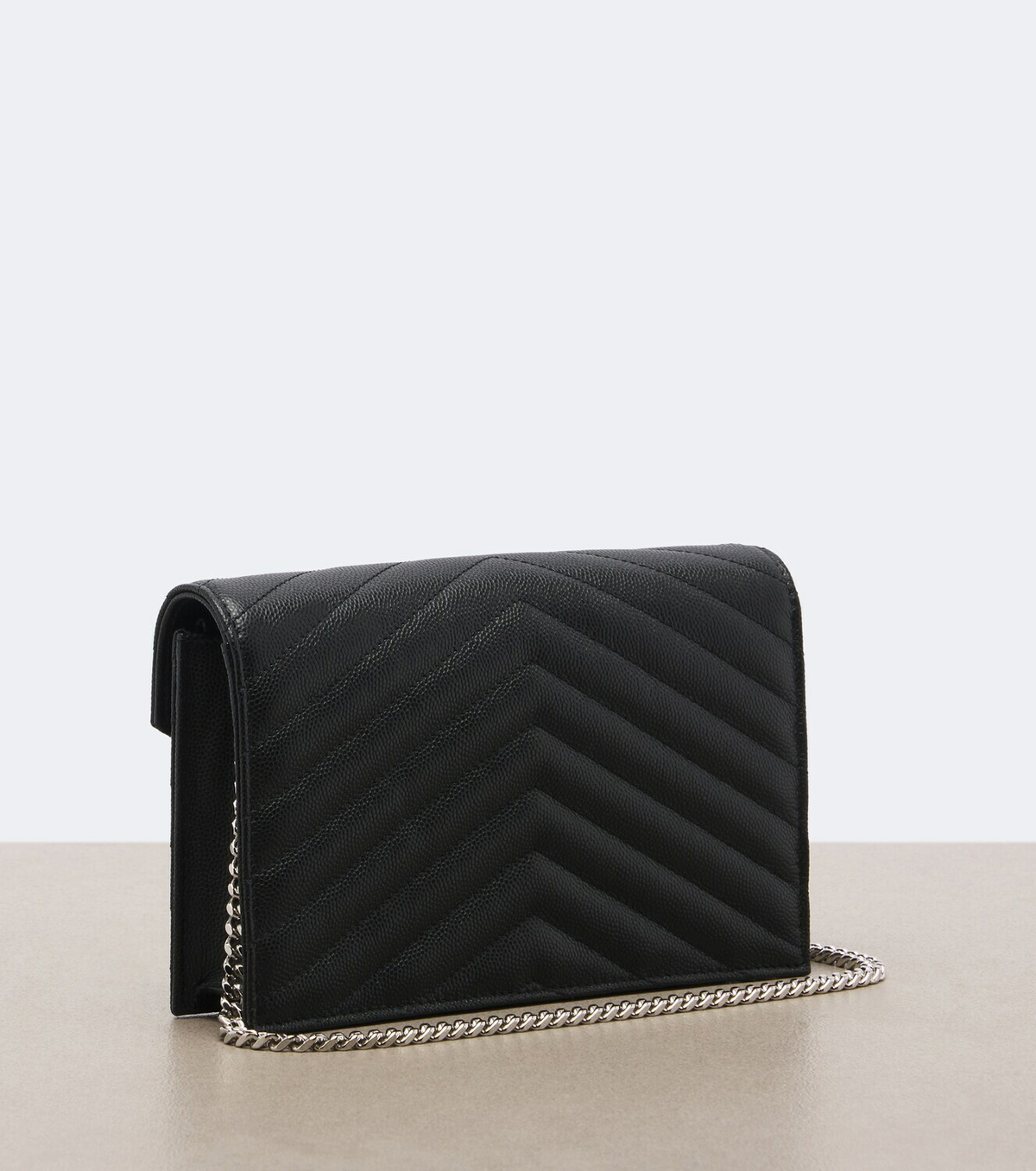 Saint Laurent Cassandre matelassé leather wallet on chain