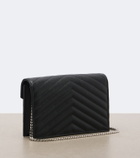 Saint Laurent Cassandre matelassé leather wallet on chain