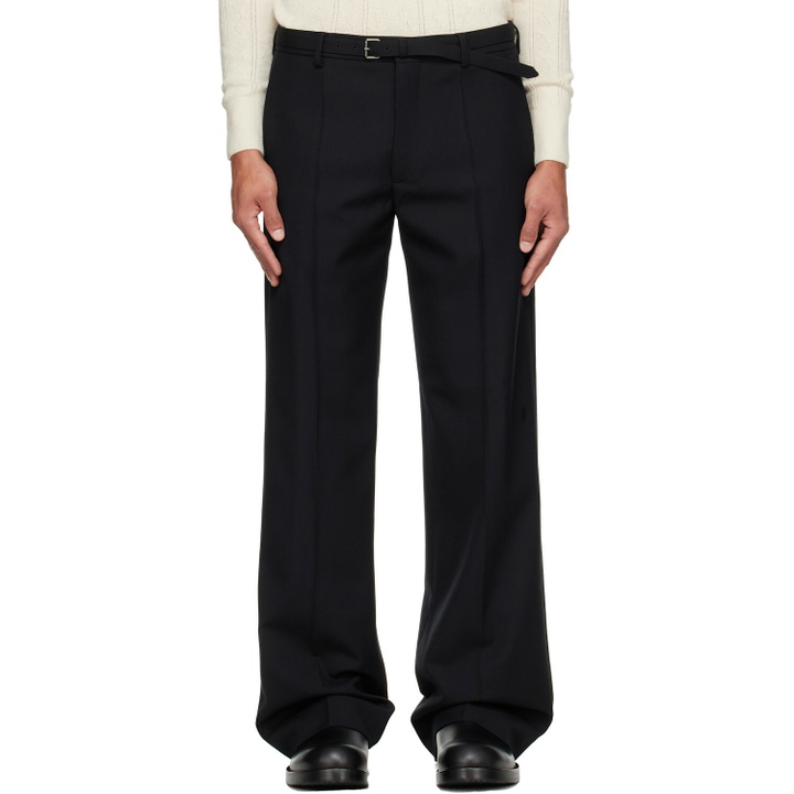 Photo: Dries Van Noten Black Belted Wool Trousers