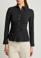 High Satisfy Gathered Stretch-jersey Blouse Black