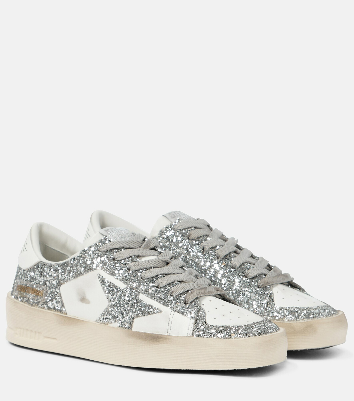 Golden Goose - Stardan leather and glitter sneakers