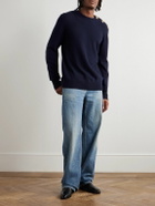 Balmain - Button-Embellished Recycled Cashmere and Wool-Blend Sweater - Blue