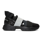 Emilio Pucci Black and Grey Pucci at Night Glitter Ruffle Elastic Slip-On Sneakers