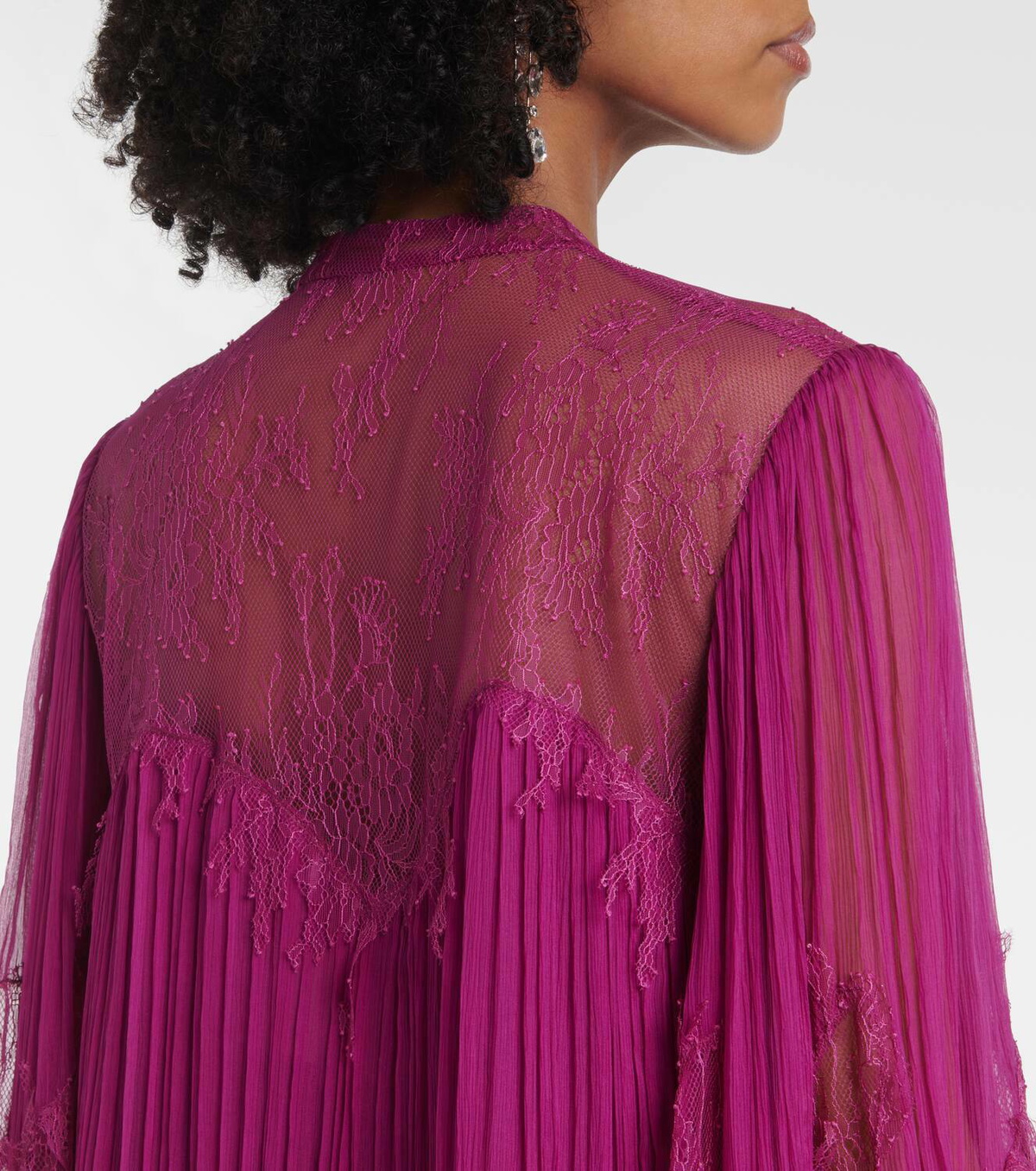 Costarellos Jorie lace-trimmed silk-blend blouse