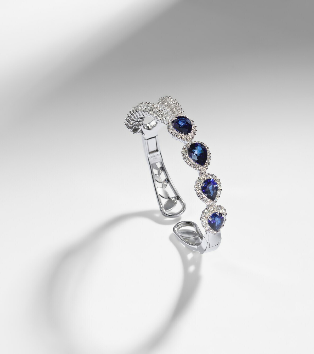 Yeprem Reign Supreme 18kt white gold bangle with sapphires and diamonds