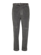 OFFICINE GÉNÉRALE - Owen Tapered Belted Cotton-Blend Corduroy Trousers - Gray