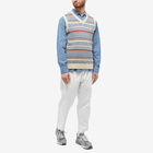 Beams Plus Men's Fair isle Knitted Vest in Natural