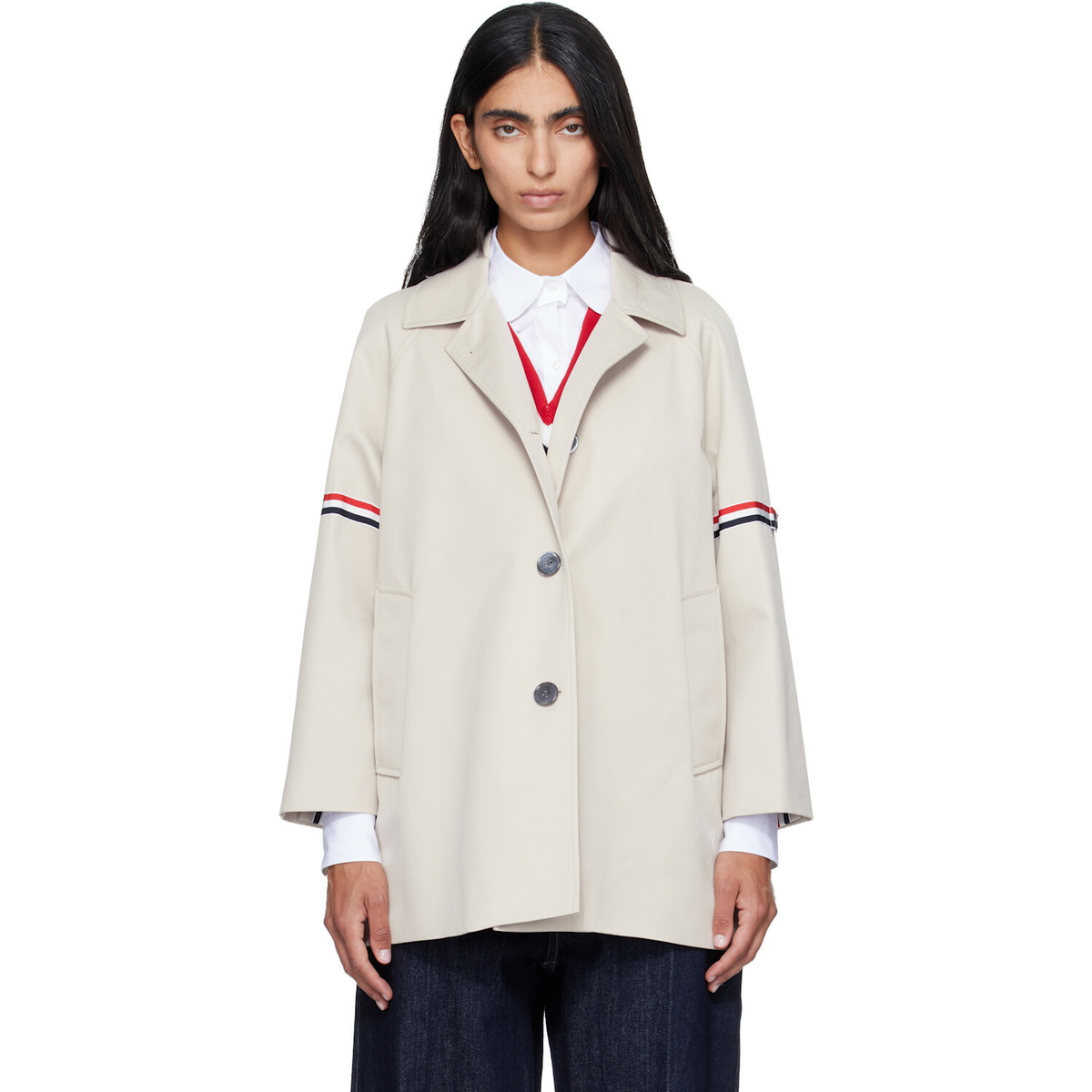 Thom Browne Khaki Armband Cropped Car Coat