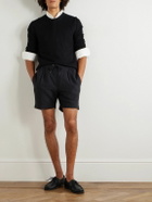 Ralph Lauren Purple label - Dorest Straight-Leg Pleated Silk and Linen-Blend Drawstring Shorts - Black