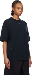 Cordera Navy Merino Wool Beaded T-shirt