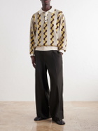 BODE - Lasso Jacquard-Knit Cotton, Alpaca and Merino Wool-Blend Polo Sweater - Neutrals