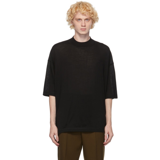 Photo: Jil Sander Black Wool Short Sleeve Sweater