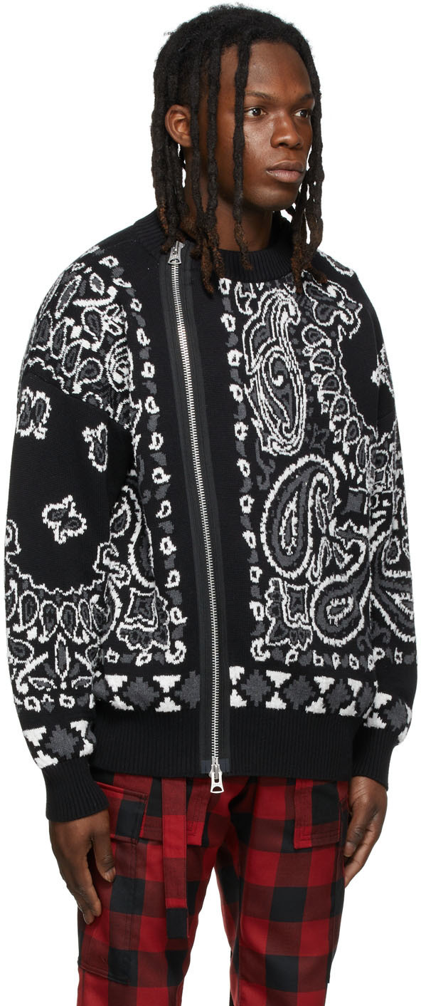 Sacai Black Bandana Zip Sweater Sacai