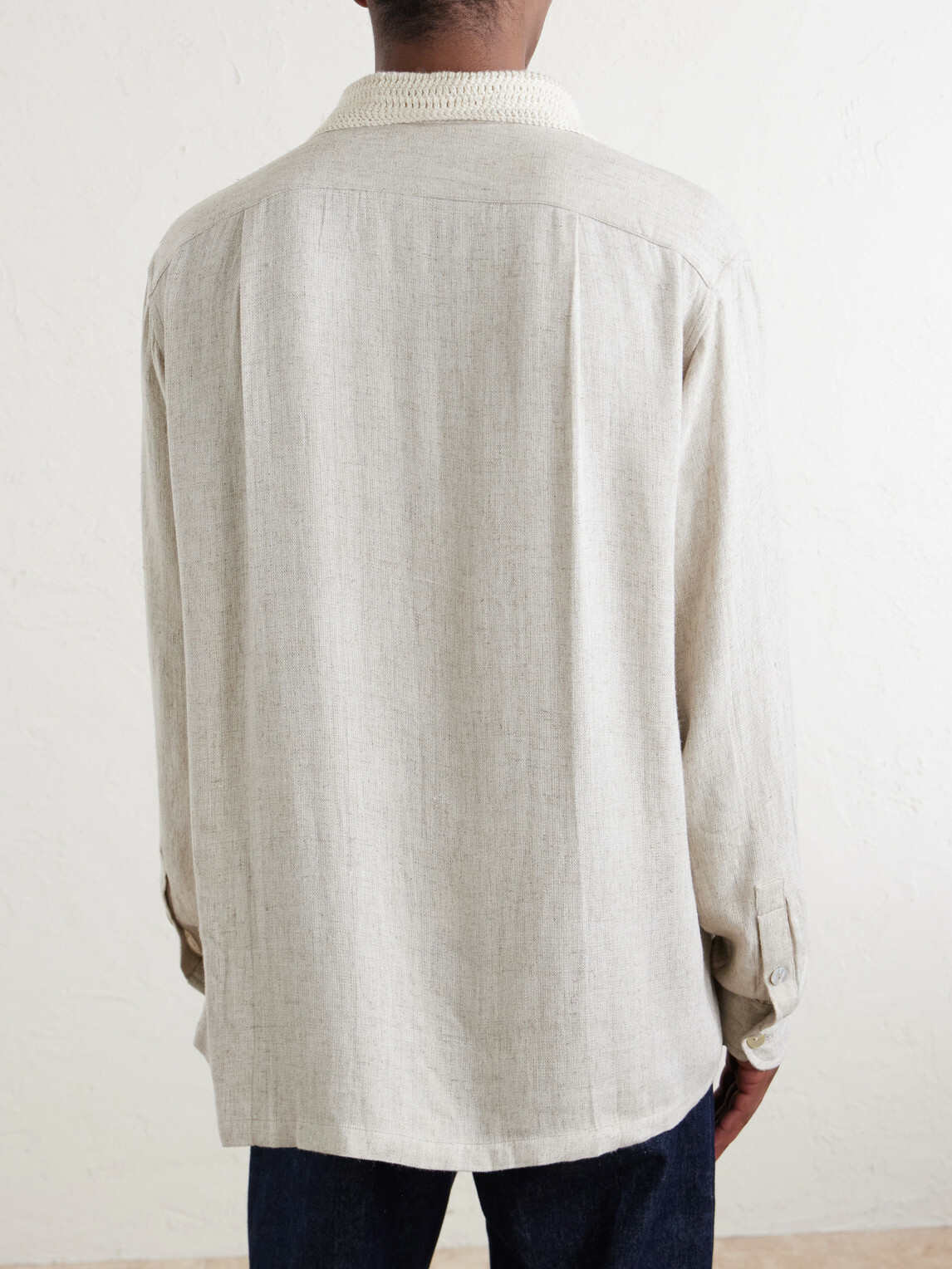 Kartik Research - Crochet-Trimmed Ramie and Cotton-Blend Shirt - Neutrals