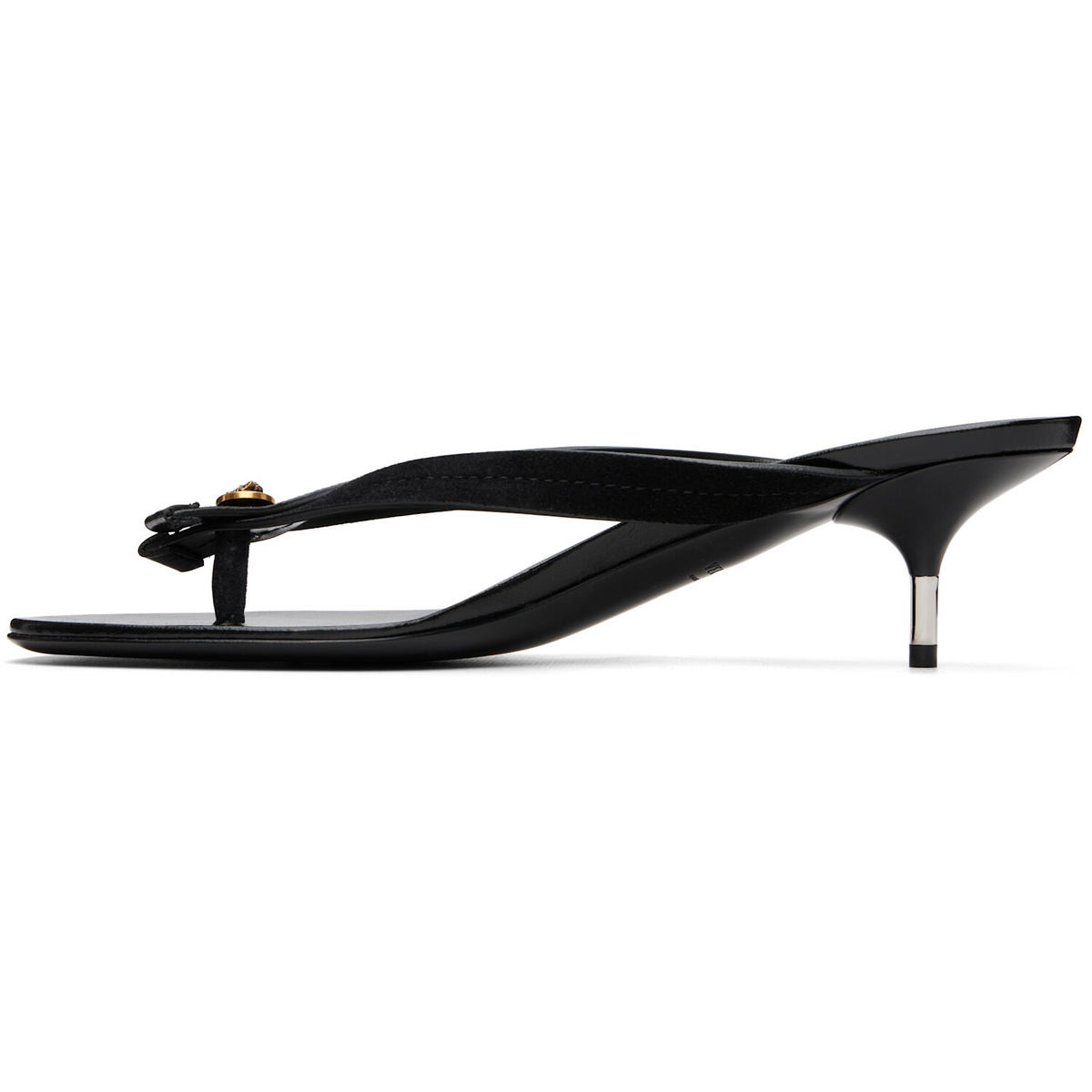 Versace Black Leather Heeled Sandals