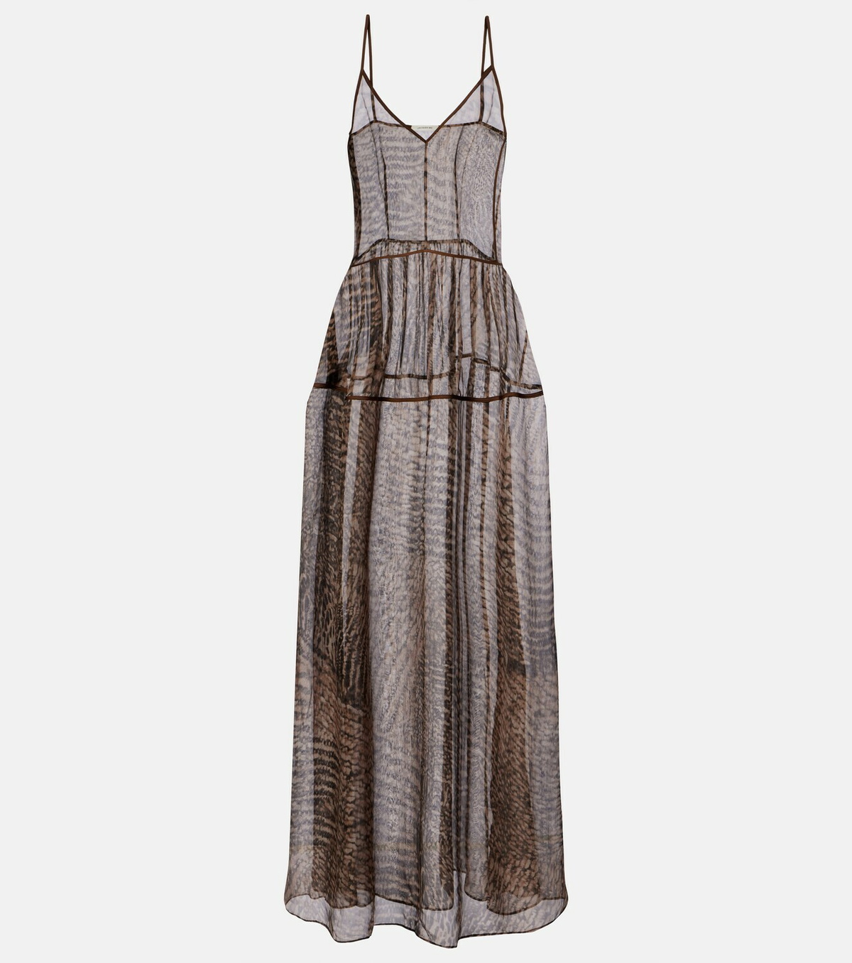 Jacques Wei Printed semi-sheer silk maxi dress
