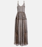Jacques Wei Printed semi-sheer silk maxi dress