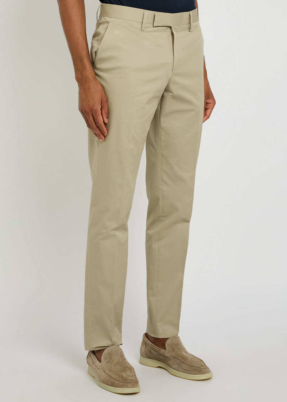 Lardini Tapered-leg Stretch-cotton Trousers Beige