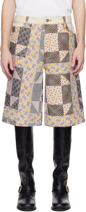 Photo: COÛT DE LA LIBERTÉ Multicolor Zander Quilt Toppers Baggy Shorts