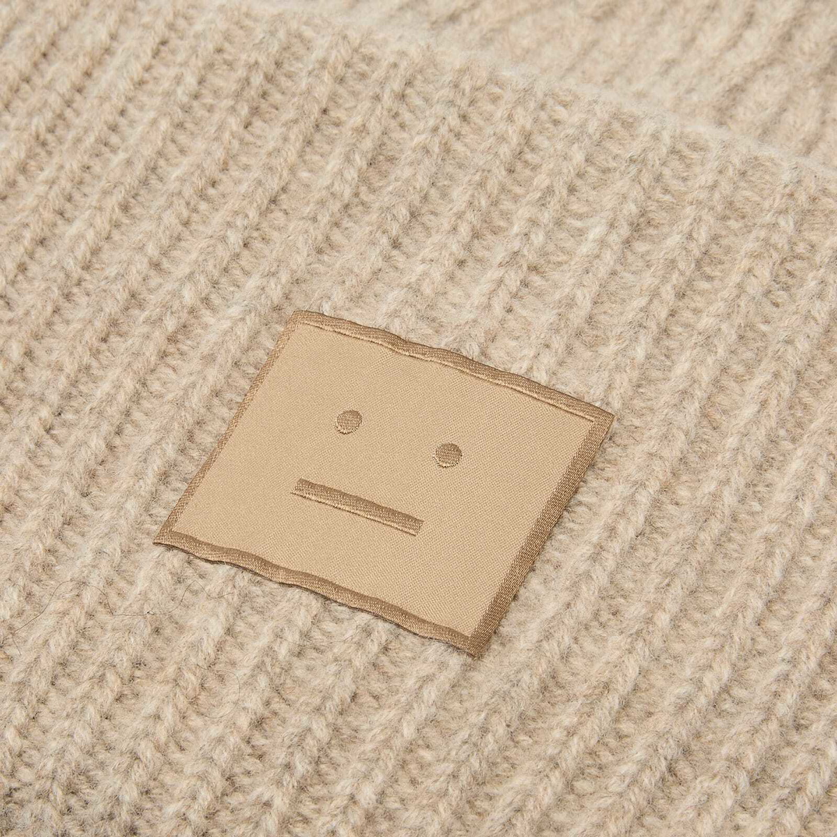 Acne Studios Women's Pansy Face Yak Beanie Hat in Greige Melange 