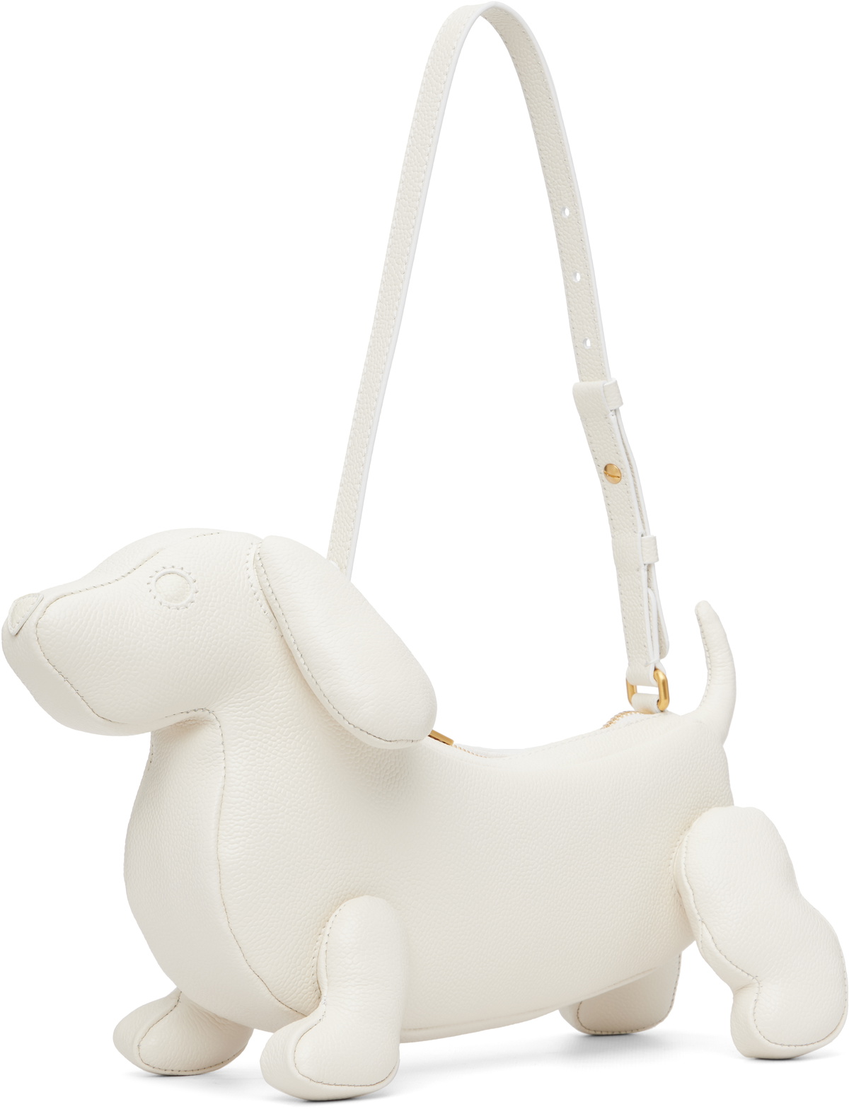 Thom Browne White Pebble Grain Baby Hector Shoulder Bag