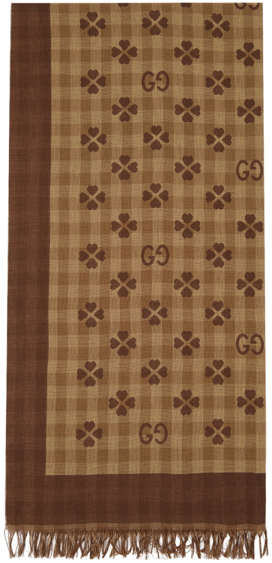 Photo: Gucci Beige & Brown Cotton Jacquard Scarf