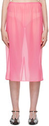 Carven Pink Sheer Midi Skirt