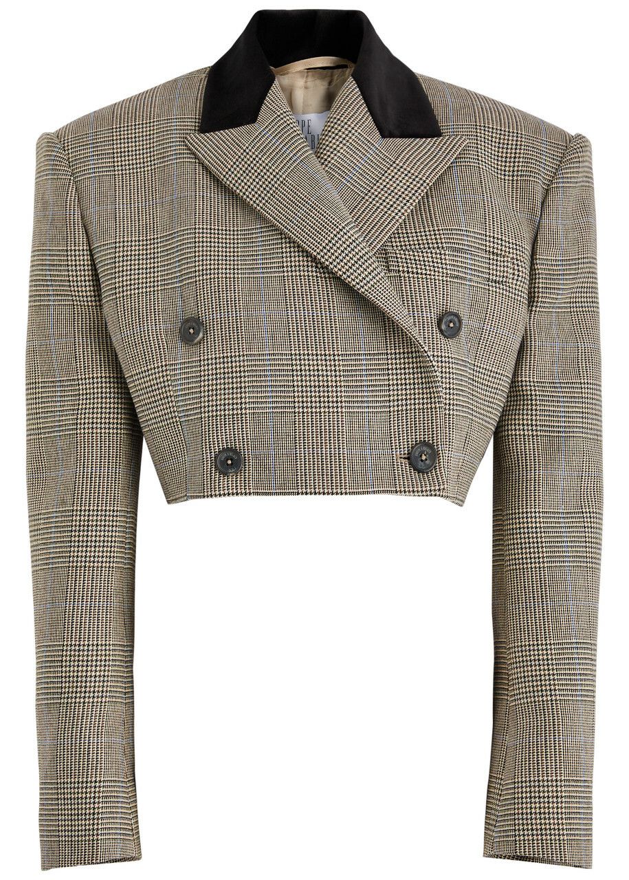 Giuseppe DI Morabito Houndstooth Cropped Blazer Brown
