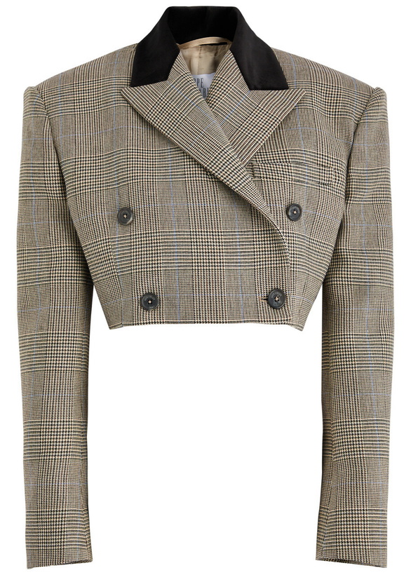 Photo: Giuseppe DI Morabito Houndstooth Cropped Blazer Brown