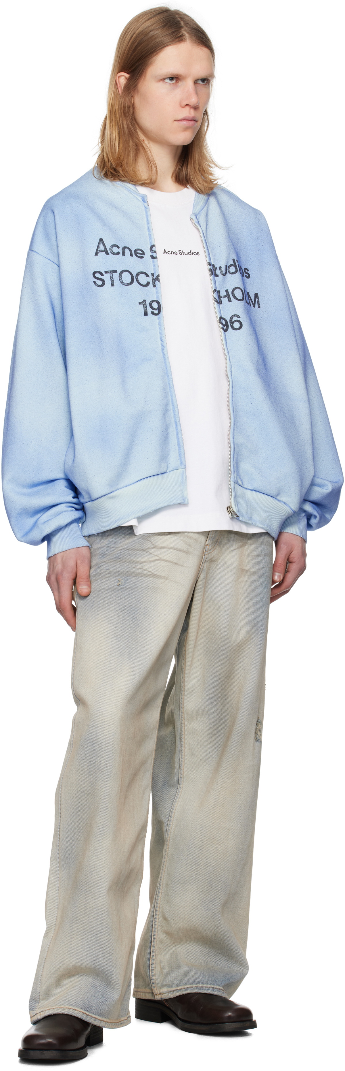 Acne Studios Blue Logo Zip Sweater Acne Studios