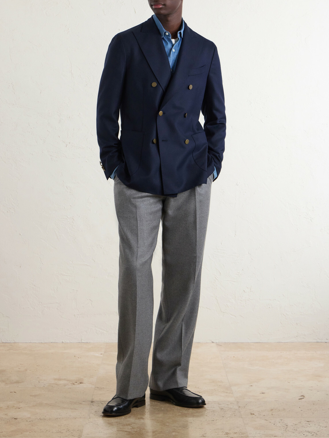 Boglioli - Double-Breasted Virgin Wool-Hopsack Blazer - Blue