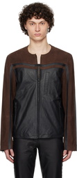 Deadwood SSENSE Exclusive Black & Brown Racer Leather Biker Jacket
