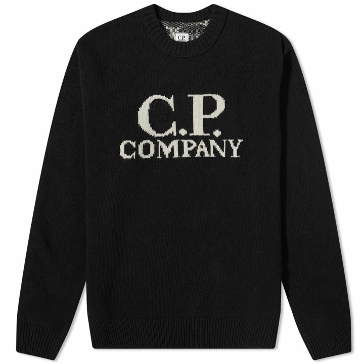 Photo: C.P. Company Men's Logo Intarsia Crew Knit in Black