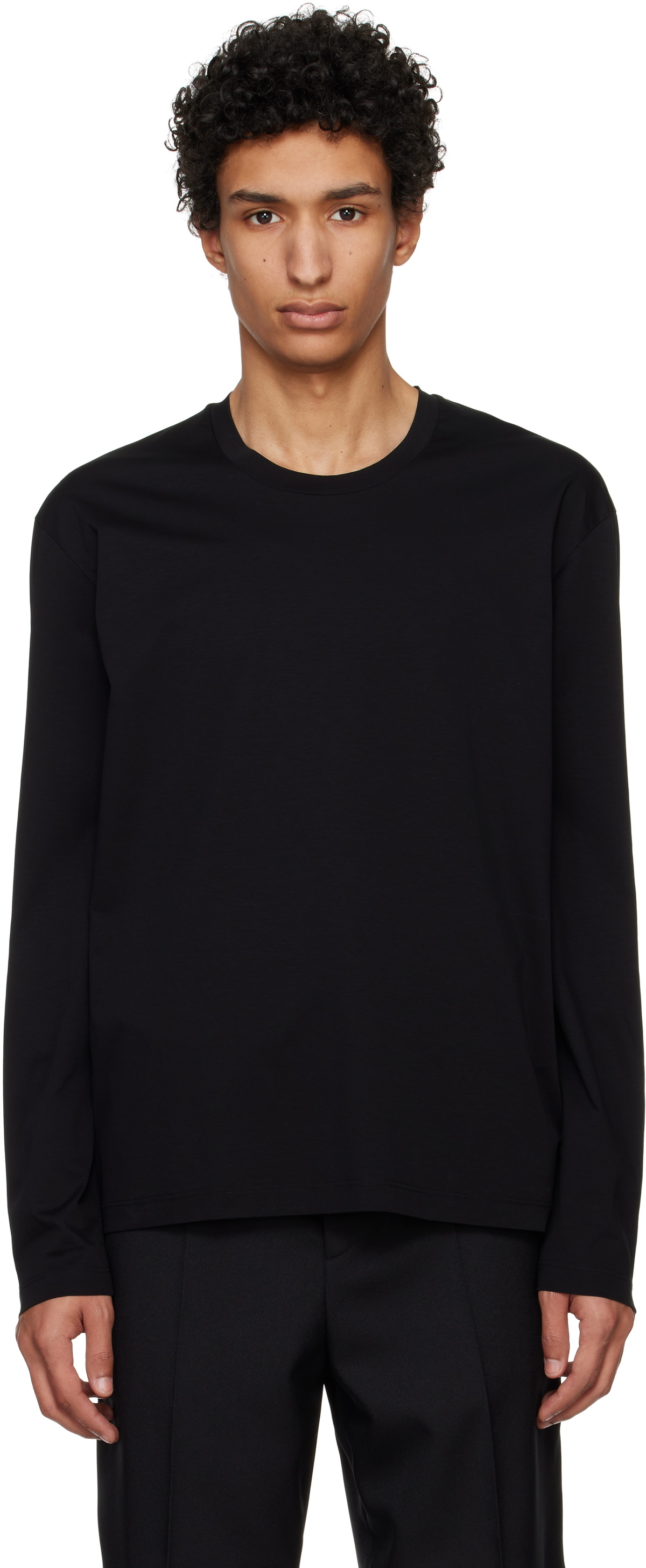 Black Logo Flag Long Sleeve T-shirt by Jil Sander on Sale