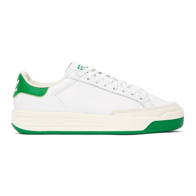 Photo: adidas Originals White and Green Rod Laver Sneakers
